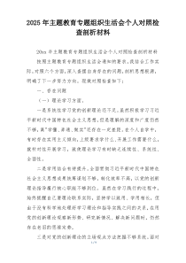 2025年主题教育专题组织生活会个人对照检查剖析材料