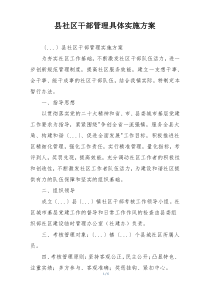 县社区干部管理具体实施方案