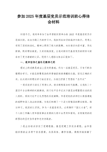 参加2026年度基层党员示范培训班心得体会材料