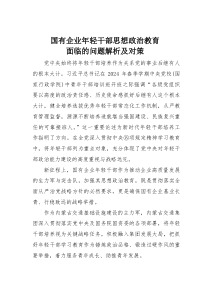 国有企业年轻干部思想政治教育面临的问题解析及对策
