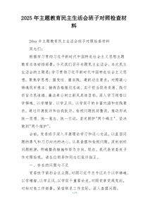 2025年主题教育民主生活会班子对照检查材料