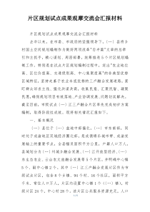 片区规划试点成果观摩交流会汇报材料