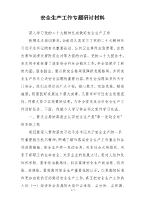 安全生产工作专题研讨材料