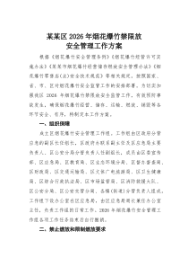 某某区2026年烟花爆竹禁限放安全管理工作方案