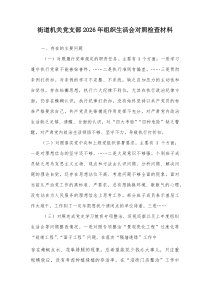 街道机关党支部2026年组织生活会对照检查材料
