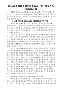(8篇)2026年度领导干部民主生活会“五个带头”对照检查材料范文