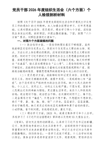 (8篇)党员干部2026年度组织生活会（六个方面）个人检视剖析材料范文