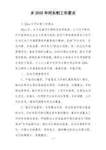 乡2025年河长制工作要点