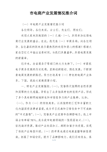 市电商产业发展情况推介词