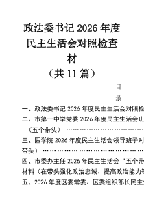 11篇政法委书记2026年度民主生活会对照检查材范文