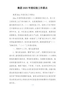 集团2025年度纪检工作要点