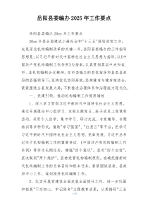 岳阳县委编办2025年工作要点