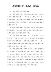 培育发展社区社会组织十条措施