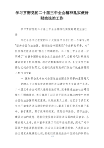 学习贯彻党的二十届三中全会精神扎实做好财政法治工作