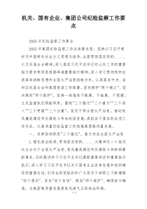 机关、国有企业、集团公司纪检监察工作要点