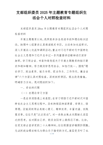 支部组织委员2025年主题教育专题组织生活会个人对照检查材料