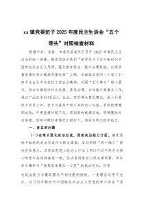 xx镇党委班子2026年度民主生活会“五个带头”对照检查材料三篇
