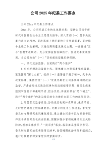 公司2025年纪委工作要点
