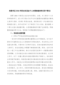 【3例】党委书记2026年民主生活会个人对照检查材料（四个带头）（精选合辑）
