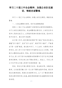 学习二十届三中全会精神，加强公安队伍建设，铸就忠诚警魂