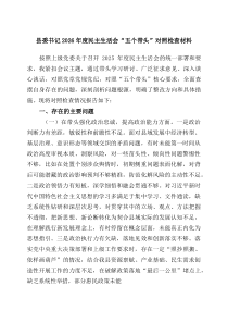 四篇县委书记2026年度民主生活会“五个带头”对照检查材料_精选