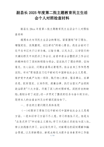 副县长2025年度第二批主题教育民主生活会个人对照检查材料