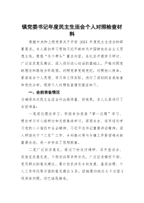 镇党委书记2026年度民主生活会个人对照检查材料