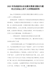 2025年民政副局长在巡察反馈意见整改专题民主生活会上的个人对照检查材料