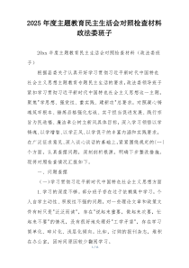 2025年度主题教育民主生活会对照检查材料政法委班子