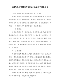 市防汛抗旱指挥部2025年工作要点1