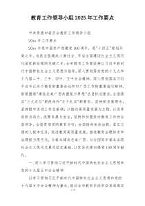 教育工作领导小组2025年工作要点