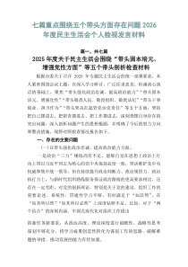 七篇重点围绕五个带头方面存在问题2026年度民主生活会个人检视发言材料
