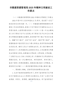 市数据资源管理局2025年精神文明建设工作要点