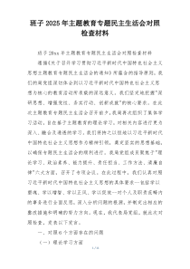 班子2025年主题教育专题民主生活会对照检查材料