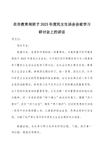 在2026年度民主生活会会前学习研讨会上的讲话2篇