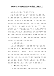 2025年水利安全生产和消防工作要点