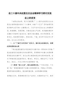 在二十届中央纪委五次全会精神学习研讨交流会上的发言三篇