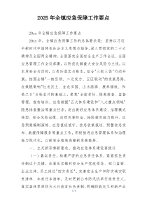 2025年全镇应急保障工作要点