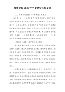 市审计局2025年平安建设工作要点