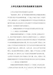 大学生民族共同体思政教育交流材料