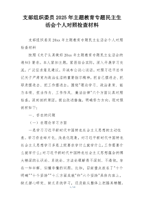 支部组织委员2025年主题教育专题民主生活会个人对照检查材料