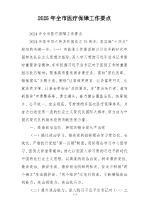 2025年全市医疗保障工作要点