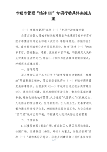 市城市管理“洁净XX”专项行动具体实施方案
