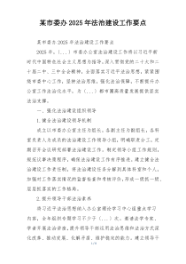 某市委办2025年法治建设工作要点