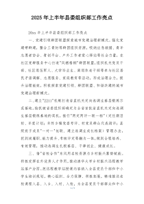 2025年上半年县委组织部工作亮点