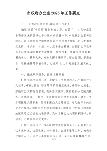 市政府办公室2025年工作要点