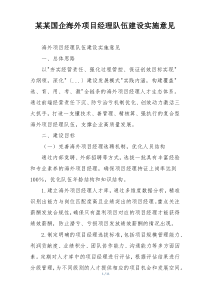 某某国企海外项目经理队伍建设实施意见