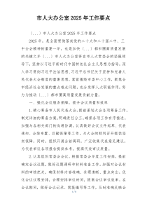 市人大办公室2025年工作要点