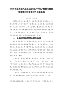 2026年度专题民主生活会（五个带头）检视问题自我查摆对照检查材料七篇汇编