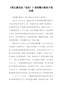 《莫让微信成“危信”》保密警示教育片观后感